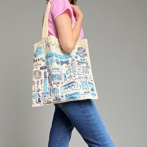Handbags - UNC Chapel Hill Tote + Waist Fanny Pack Bag Set Collegiate Spirit, Campus Icons
